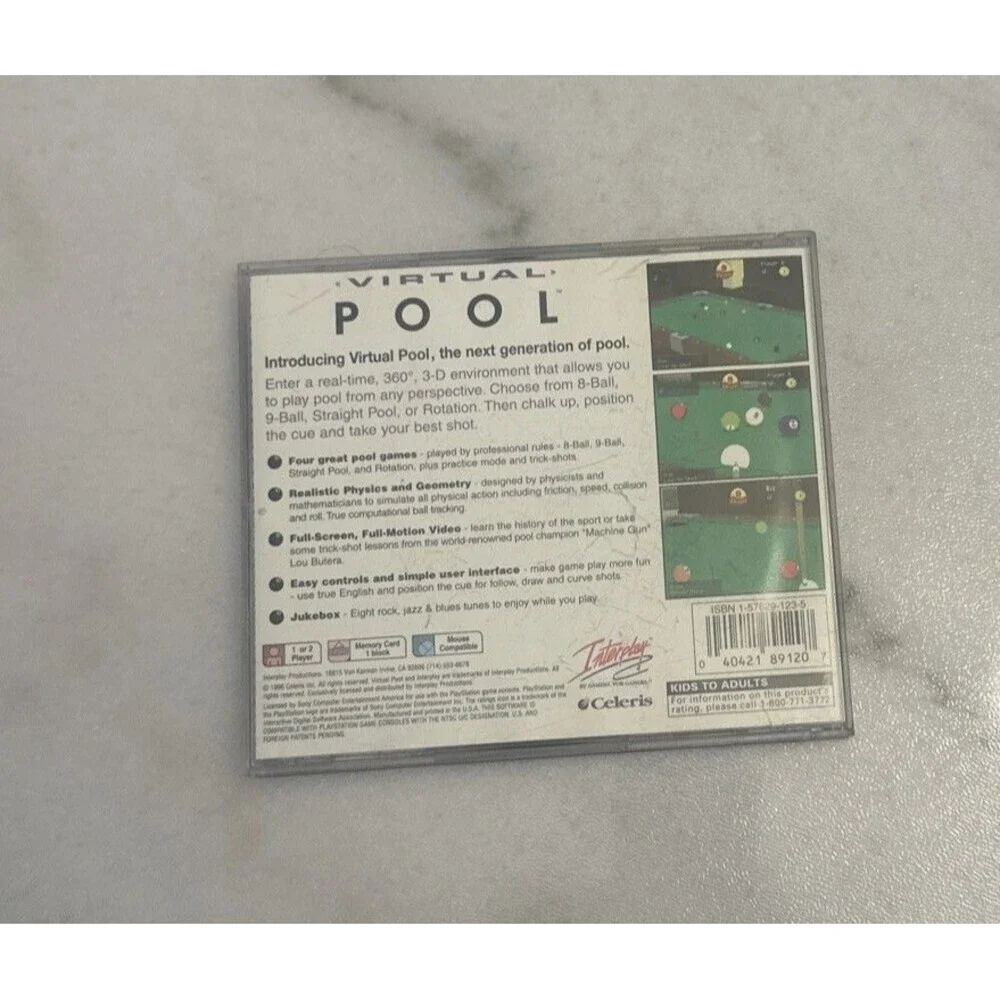 Virtual Pool (Sony PlayStation 1, 1996) PS1 Complete and Tested